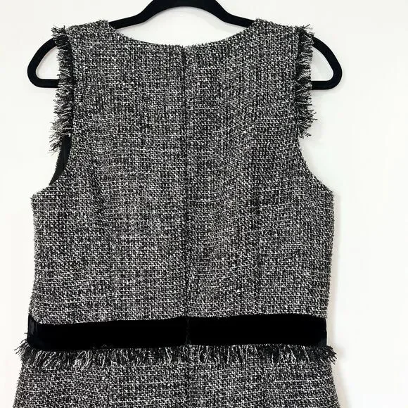 J. Crew Sparkling Constellation Sheath Dress Black Metallic Tweed Sz 12T Tall - Picture 6 of 13